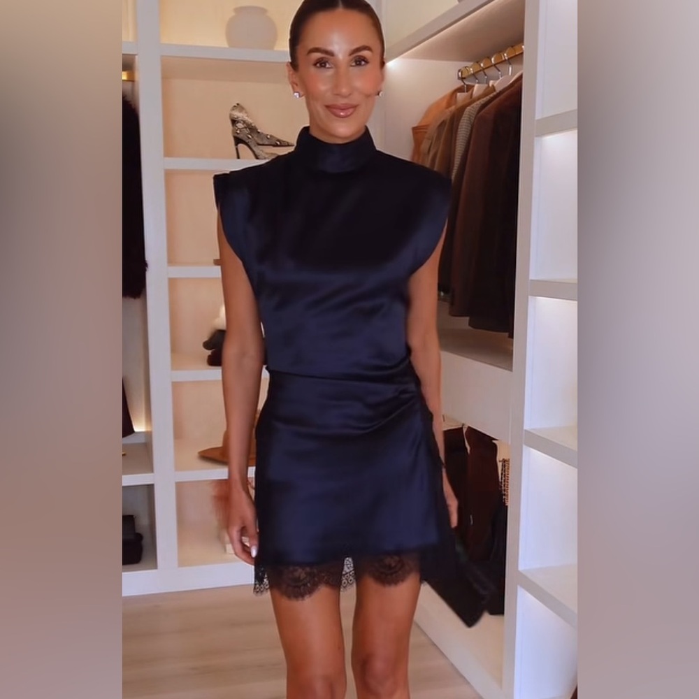 ZARA COMBINATION SATIN EFFECT LACE MINI DRESS - Picture 3 of 11